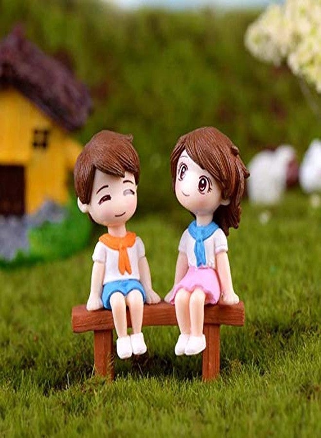 BHOOLU&GOOLU Polyvinyl Chloride Sweety Lovers - Bench Sitting Couple Figurine Miniature - Style - 27 (Multicolour, Small) - 2Piece/Set - Image 4